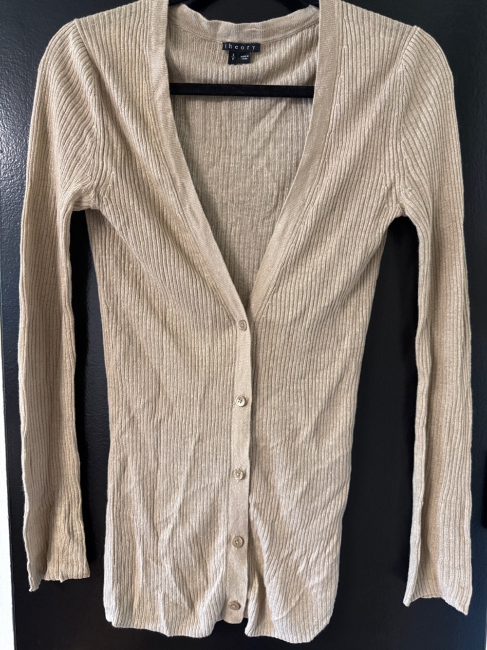 Linen Blend Ribbed Cardigan - Picture 3 of 11